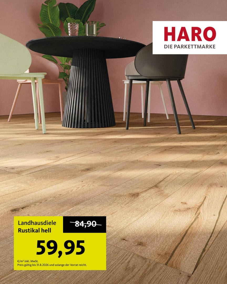 Landhausdiele 180 4V Eiche Hell Rustikal